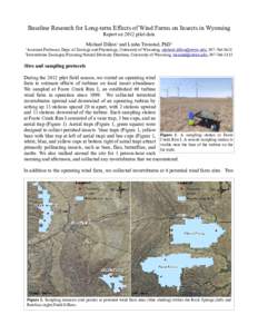 Baseline Research for Long-term Effects of Wind Farms on Insects in Wyoming Report on 2012 pilot data Michael Dillon1 and Lusha Tronstad, PhD2 1  Assistant Professor, Dept. of Zoology and Physiology, University of Wyomin