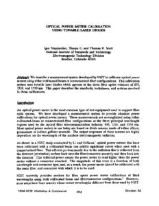 Optical Power Meter Calibration Using Tunable Laser Diodes