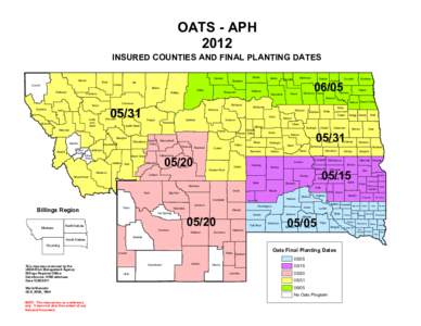 OATS - APH 2012 INSURED COUNTIES AND FINAL PLANTING DATES Glacier