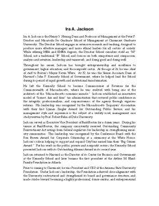 Ira A. Jackson Ira A. Jackson is the Henry Y. Hwang Dean and Professor of Management at the Peter F.  Drucker  and  Masatoshi  Ito  Graduate  School  of  Management  at  Claremont  Graduate 