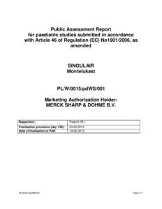 Public Assessment Report for paediatric studies submitted in accordance with Article 46 of Regulation (EC) No1901/2006, as amended  SINGULAIR