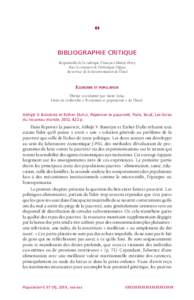   BIBLIOGRAPHIE CRITIQUE Responsable de la rubrique Francisco Muñoz-Pérez Avec le concours de Dominique Diguet du service de la documentation de l’Ined