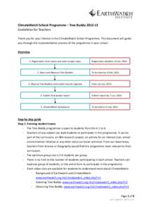 ClimateWatch School Programme – Tree Buddy[removed]Guidelines for Teachers Thank you for your interest in the ClimateWatch School Programme. This document will guide you through the implementation process of the progra