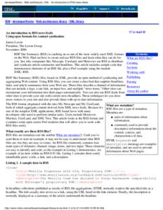 developerWorks : Web architecture | XML : An introduction to RSS news feeds  IBM Home Products