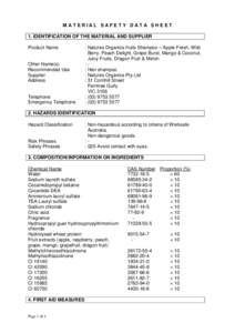 Dangerous goods / Safety / Ammonium lauryl sulfate / Shampoo / Hazchem / Carbon dioxide / Water / Volatile organic compound / Sulfur / Chemistry / Household chemicals / Inorganic solvents