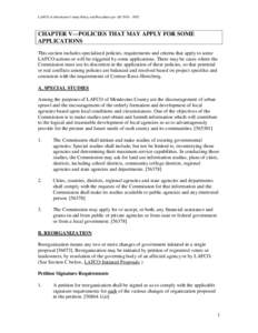 LAFCO of Mendocino County Policy and Procedures per AB 2838—2002  CHAPTER V—POLICIES THAT MAY APPLY FOR SOME APPLICATIONS This section includes specialized policies, requirements and criteria that apply to some LAFCO