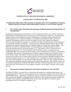 Graft-versus-host disease / Fludarabine / Acute myeloid leukemia / Center for International Blood and Marrow Transplant Research / Myelodysplastic syndrome / Total body irradiation / Multiple myeloma / Cyclophosphamide / Allogeneic stem cell transplantation / Medicine / Transplantation medicine / Hematopoietic stem cell transplantation