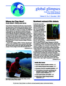 global glimpses Center for Global Change & Arctic System Research Volume 21 • No. 1 • December • 2014