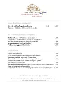 Unsere Empfehlung zum Apéritif Glas Sekt mit Weinbergpfirsich-Liqueur Hausmarke Sektkellerei Schloss Affaltrach, trocken 0,1 l