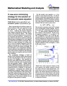 Mathematical Modeling and Analysis A new error-minimizing strategy for the solution of the acoustic wave equation Vitaliy Gyrya vitaliy [removed] Konstantin Lipnikov [removed]