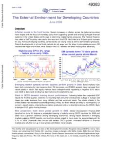 Public Disclosure AuthorizedJune 19, 2008  The External Environment for Developing Countries