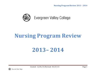 Nursing Program ReviewNursing Program Review 2013– 2014 Created: ; Revised: 
