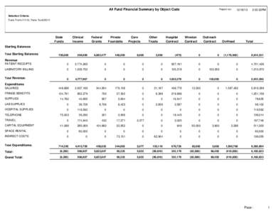 All Fund Financial Summary by Object Code  Report run: [removed]