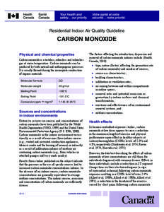Residential Indoor Air Quality Guideline: Carbon Monoxide