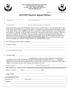 PEF Triennial Election Appeal Petition Form