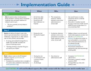 Implementation Guide What When  Who