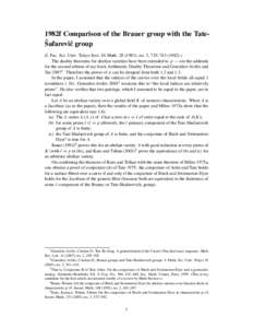 1982f Comparison of the Brauer group with the Tateˇ Safareviˇ c group (J. Fac. Sci. Univ. Tokyo Sect. IA Math), no. 3, 735–The duality theorems for abelian varieties have been extended to p —