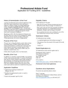 Professional Artists Fund Application for FundingGuidelines ! ! !