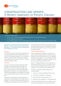 evonshires solicitors CONSTRUCTION LAW UPDATE: A Moder n Approach to Penalty Clauses