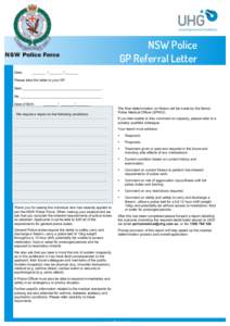 NSW Police GP Referral Letter Date: _______ / _______ /_______