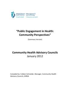 Public Engagement in Health: Community Perspectives (Summary)