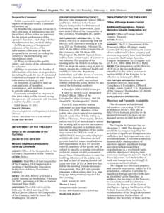 Federal Register / Vol. 80, No[removed]Tuesday, February 3, [removed]Notices Request for Comment FOR FURTHER INFORMATION CONTACT:  Public comment is requested on all