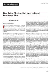 [removed]:24  findarticles.com Glorifying Mediocrity | International Economy, The