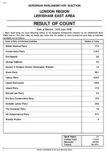 Lewisham east election results 1999