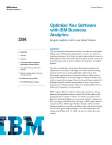 IBM Software Business Analytics Cognos Software  Optimize Your Software