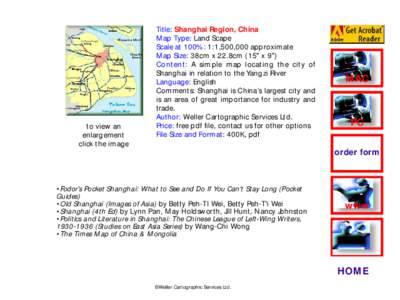 to view an enlargement click the image Title: Shanghai Region, China Map Type: Land Scape