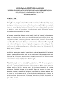 Foreign minister / Ministry of Defence / Organization for Security and Co-operation in Europe / Ministry of Foreign Affairs / Gender mainstreaming / Feminism / United Nations International Research and Training Institute for the Advancement of Women / UN Action Against Sexual Violence in Conflict / United Nations Security Council Resolution / Government / United Nations