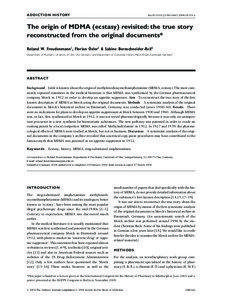 Miscellaneous The origin of MDMA Roland W. Freudenmann