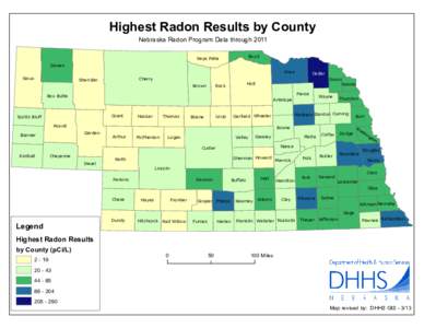 Highest Radon Results by County Nebraska Radon Program Data through 2011 Dawes Sioux