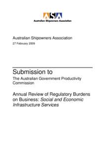 Australian Shipowners Association 27 February 2009 Submission to The Australian Government Productivity Commission