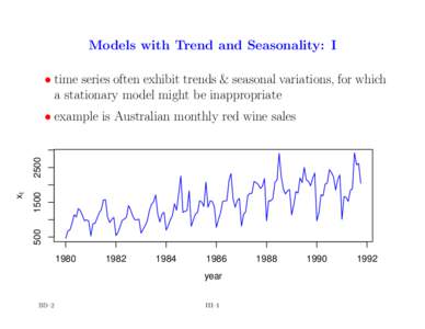 Models with Trend and Seasonality: I • time series often exhibit trends & seasonal variations, for which a stationary model might be inappropriate[removed]