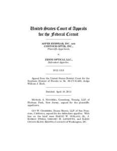 United States Court of Appeals for the Federal Circuit ______________________ ASPEX EYEWEAR, INC. AND CONTOUR OPTIK, INC.,