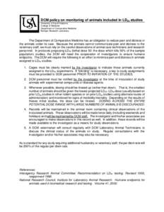 DCM policy on monitoring of animals included in LD50 studies University of South Alabama College of Medicine Department of Comparative Medicine Biologic Research Laboratory