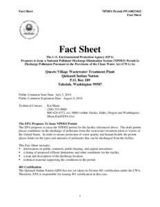 Fact Sheet for the Draft NPDES Permit for the Queets Village WWTP
