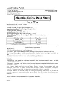 Respirator / Microcrystalline wax / Manufacturing / GHS precautionary statements / Waxes / Chemistry / Hygiene