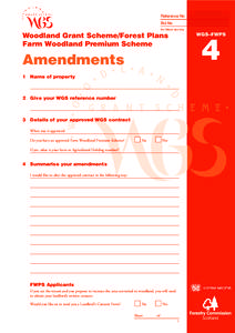 Reference No Bid No For Official Use Only Woodland Grant Scheme/Forest Plans Farm Woodland Premium Scheme