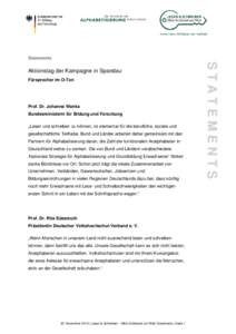 Statements  Fürsprecher im O-Ton Prof. Dr. Johanna Wanka Bundesministerin für Bildung und Forschung