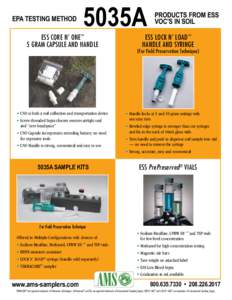 EPA TESTING METHOD  5035A ESS CORE N’ ONE ™