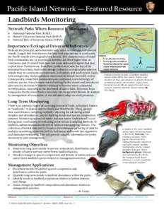 Pacific Island Network — Featured Resource Landbirds Monitoring Network Parks Where Resource Is Monitored ) ) )