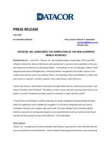 PRESS RELEASE June 2013 For Immediate Release Press Contact: Richard T. Watanabe [removed]