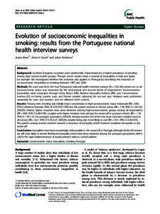 Evolution of socioeconomic inequalities in smoking: results from the Portuguese national health interview surveys