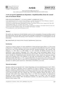 A new six-pored Amphisbaena (Squamata: Amphisbaenidae) from the coastal zone of northeast Brazil