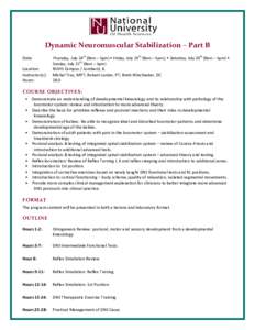    Dynamic Neuromuscular Stabilization – Part B  Date:  Location:  Instructor(s): 