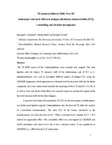 1  H chemical shifts in NMR: Part 201 Anisotropic and steric effects in halogen substituent chemical shifts (SCS), a modelling and ab-initio investigation