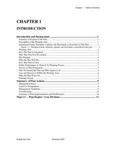 Chapter 1 - Table of Contents  CHAPTER 1 INTRODUCTION Introduction and Background .............................................................................1 Summary of Purpose of the Plan ............................