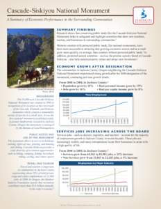 Cascade-Siskiyou National Monument A Summary of Economic Performance in the Surrounding Communities S u m m a ry F i n d i n g s Research shows that conserving public lands like the Cascade-Siskiyou National Monument hel